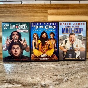 📀 3 Comedy DVD's - Get Him to the Greek + The Love Guru + Paul Blart: Mall Cop